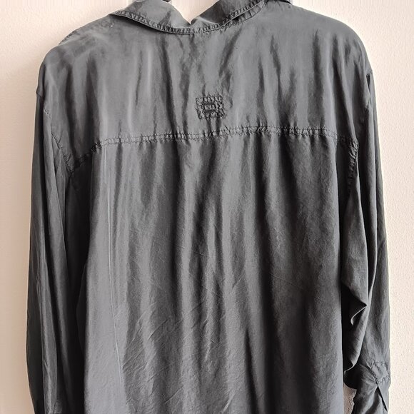 Vintage, Pure Silk Grey Plus Size Button Down Top - Picture 3 of 3